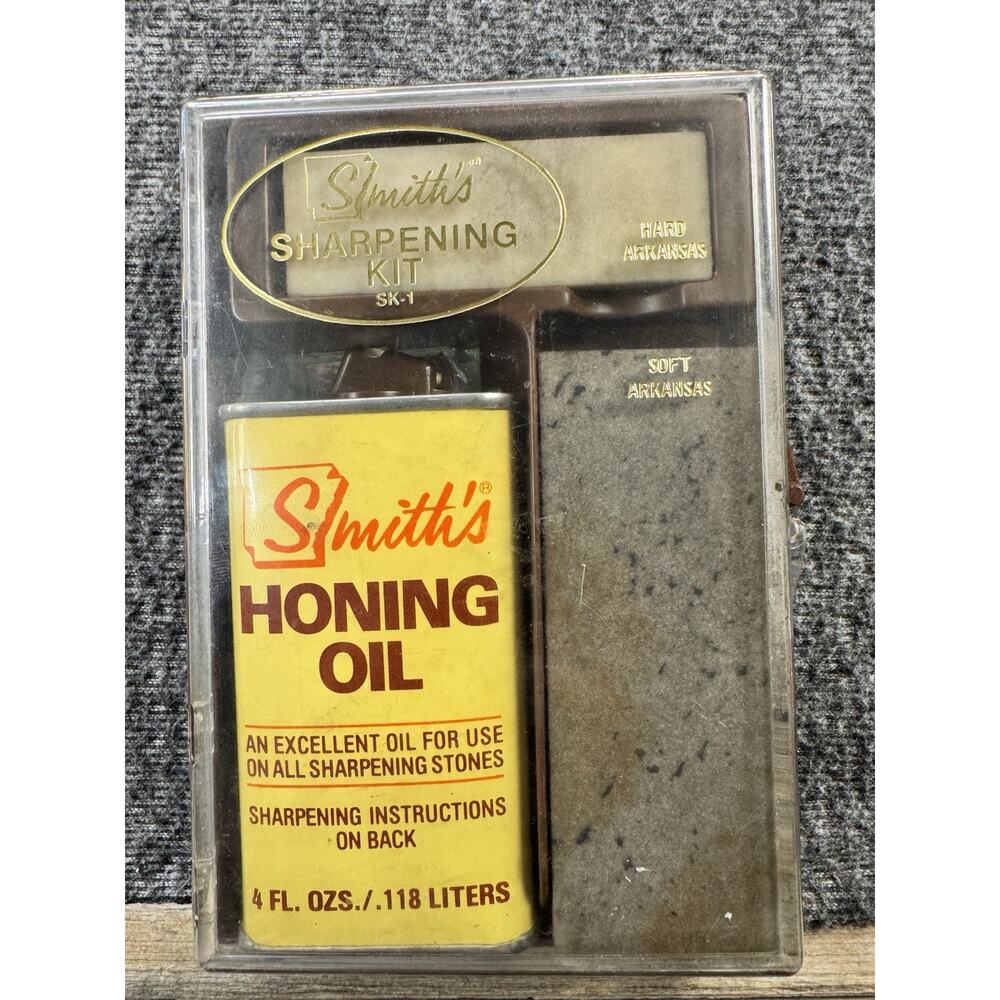 Vintage Smiths Deluxe Blade Knife Sharpening Kit Arkansas Stones Honing Oil